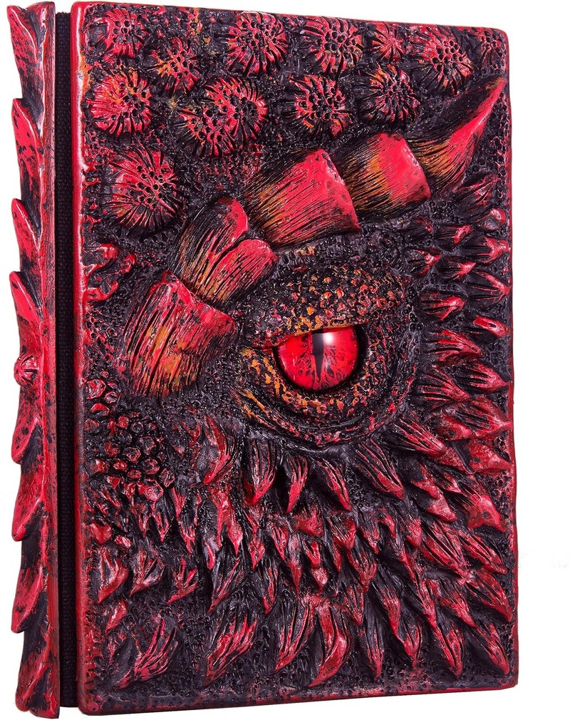 LZlightactor 3D Dragon Eye Embossed Journal,Resin Engraving Notebook,Dnd notebook for Dragon Lovers ，Blank Paper,Hardcover Travel Notepad for Writing,Sketchbook,Collection,Gift,Decoration A4 and A5 Size (A5-Red) - Image 1